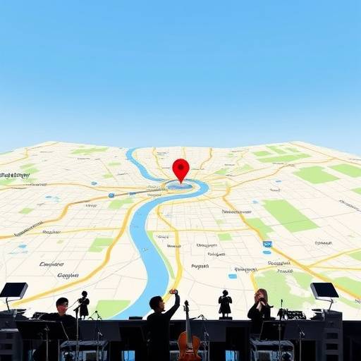 Screenshot of a Google Map showing the location of The Pinnacle Performing Arts Academy at 123 Arts Avenue, Metropolitan City.